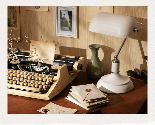 typewriter on table with envelopes